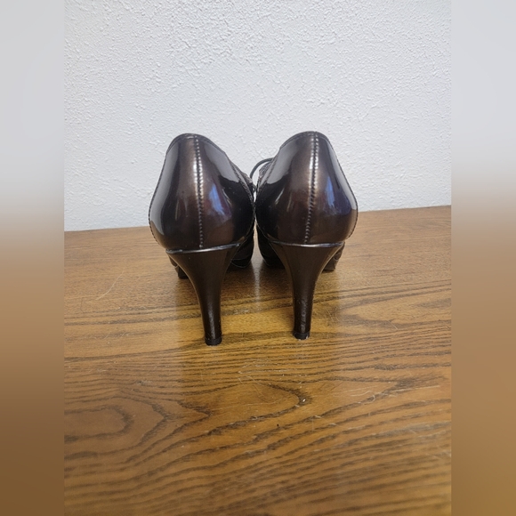 #2 Anne Klein AK Red Brown Round-Toe Oxford Booties with Stiletto Heel 8.5M - Picture 6 of 12